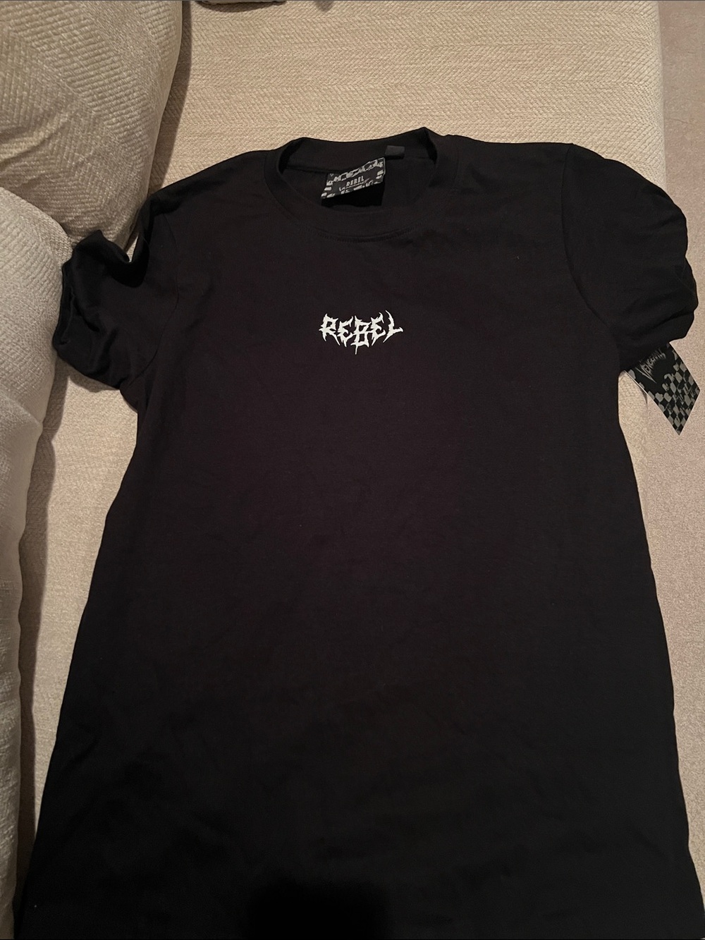 rebels Black Short-Sleeve Crewneck Tee with White Logo